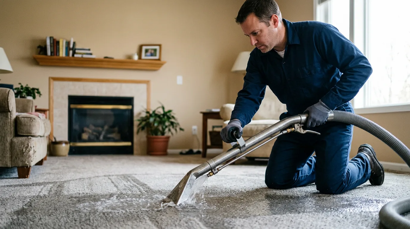Water damage restoration technician working near Minden City, MI